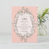 Elegant Roze 100ste verjaardagsfeestje Kaart (Staand voorkant)