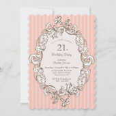 Elegant Roze 21ste Verjaardagsfeest Kaart (Voorkant)