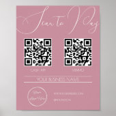 Elegant roze 2 QR code vrouwelijke scan te betalen Poster (Voorkant)
