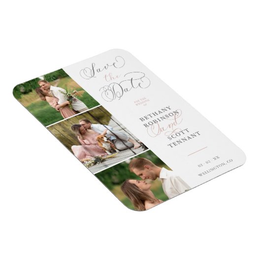 Elegant Roze 3 Foto's Verfijnd huwelijk Magneet (Rechterzijde)