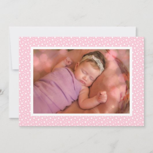 Elegant roze 4 Aankondiging van geboorte foto-coll (Achterkant)