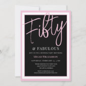 Elegant Roze 50 en Fabulous Birthday Kaart (Voorkant)