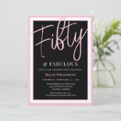 Elegant Roze 50 en Fabulous Birthday Kaart (Staand voorkant)