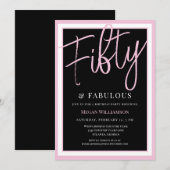 Elegant Roze 50 en Fabulous Birthday Kaart (Voorkant / Achterkant)