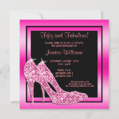 Elegant roze 50 jaar- en Fabulous Birthday Party Kaart (Voorkant)