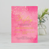 Elegant Roze 50ste verjaardag Folie Uitnodiging (Staand Voorkant)