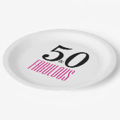 Elegant Roze 50ste verjaardagsfeestje Papieren Bordje (Gekanteld)