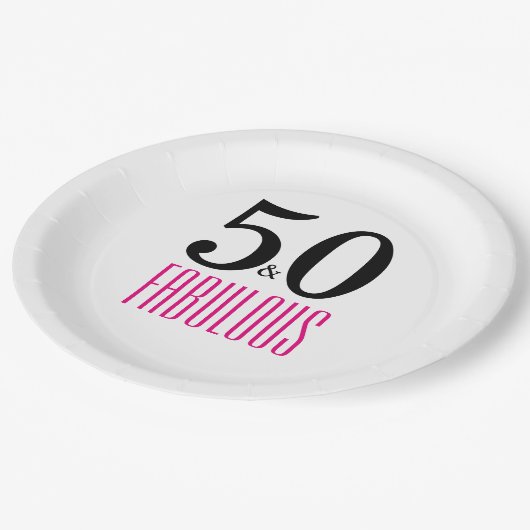 Elegant Roze 50ste verjaardagsfeestje Papieren Bordje (Gekanteld)