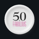 Elegant roze 50th Birthday Party Paper Bord<br><div class="desc">Viel het draaien van 50 in stijl met dit elegante 50ste verjaardagsontwerp. 50 en verbluffend in warme roze en zwarte tekst.</div>