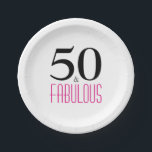 Elegant roze 50th Birthday Party Paper Bord<br><div class="desc">Viel het draaien van 50 in stijl met dit elegante 50ste verjaardagsontwerp. 50 en verbluffend in warme roze en zwarte tekst.</div>