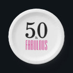 Elegant roze 50th Birthday Party Paper Bord<br><div class="desc">Viel het draaien van 50 in stijl met dit elegante 50ste verjaardagsontwerp. 50 en verbluffend in warme roze en zwarte tekst.</div>