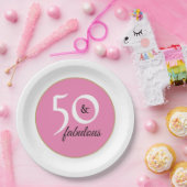 Elegant roze 50th Birthday Party Papieren Bordje (Feest)