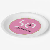 Elegant roze 50th Birthday Party Papieren Bordje (Gekanteld)
