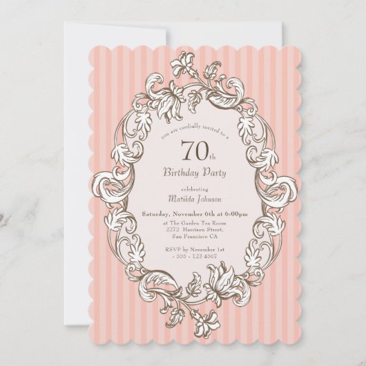 Elegant Roze 70ste verjaardagsfeestje Kaart (Voorkant)