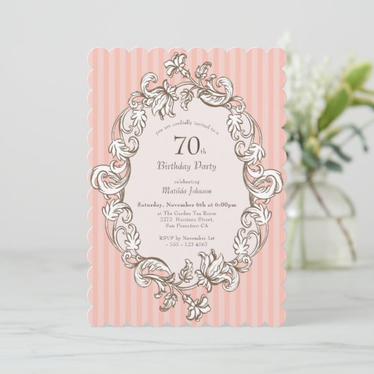 Elegant Roze 70ste verjaardagsfeestje Kaart (Staand voorkant)