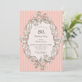 Elegant Roze 80ste verjaardagsfeestje Kaart (Staand voorkant)