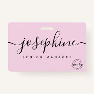 Elegant roze aangepaste naam bedrijfscript logo badge