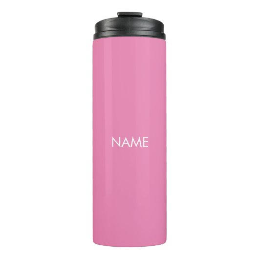 Elegant roze aangepaste naam text monogram modern thermosbeker (Voorkant)