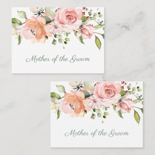 Elegant roze abrikozen rozen Moeder van de Groom Plaatskaartje (Voorkant / Achterkant)