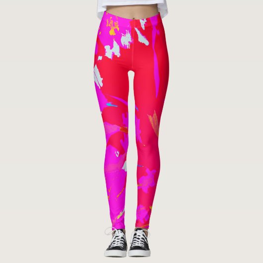 Elegant Roze Abstract Patroon Leggings (Voorkant)