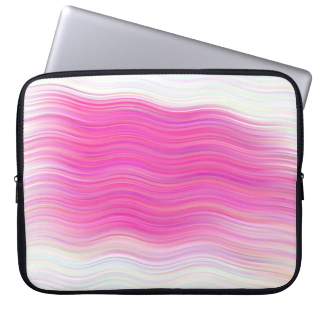 Elegant roze Abstracte Waves-laptophoes Laptop Sleeve (Voorkant)