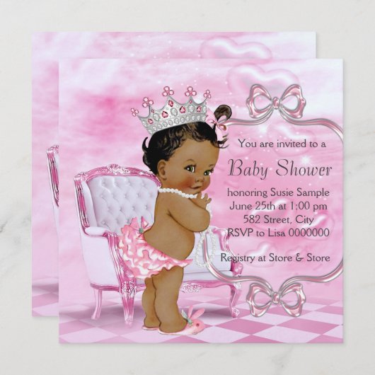 Elegant roze Afro-Amerikaans Baby shower Kaart (Voorkant / Achterkant)