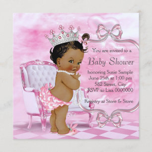 Elegant roze Afro-Amerikaans Baby shower Kaart