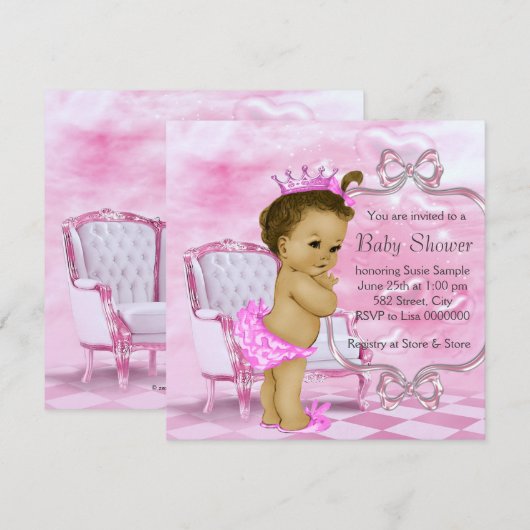 Elegant roze Afro-Amerikaans Baby shower Kaart (Voorkant / Achterkant)