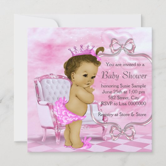Elegant roze Afro-Amerikaans Baby shower Kaart (Voorkant)
