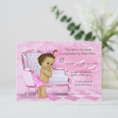 Elegant roze Afro-Amerikaans Baby shower RSVP (Staand voorkant)