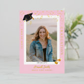 Elegant Roze Afstuderen foto bekendmaking Folie Uitnodiging (Staand Voorkant)