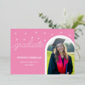 Elegant Roze Afstuderen Uitnodigen voor Meisjes Folie Uitnodiging (Staand Voorkant)