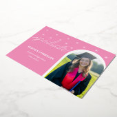 Elegant Roze Afstuderen Uitnodigen voor Meisjes Folie Uitnodiging (Gedraaid)