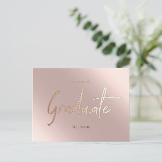 Elegant roze Afstuderen Uitnodiging Briefkaarten (Staand voorkant)