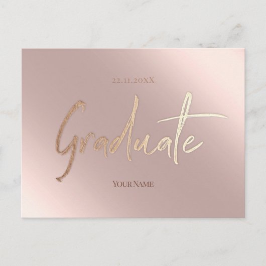 Elegant roze Afstuderen Uitnodiging Briefkaarten (Voorkant)