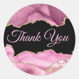 Elegant Roze Agate Hartelijk dank Ronde Sticker