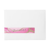 Elegant roze Agate Stone Gold Glitter Weddenschap  Adreslabel Wikkel (Voorkant)