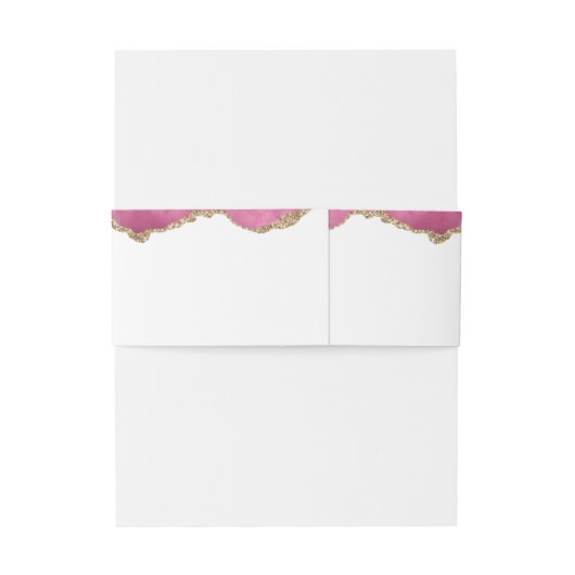Elegant roze Agate Stone Gold Inlay Border Weddens Uitnodigingen Wikkel (Achterkant Voorbeeld)