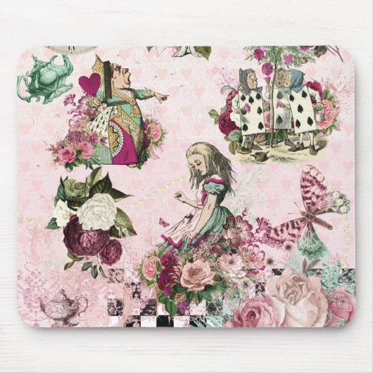 Elegant roze Alice in Wonderland Muismat (Voorkant)