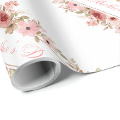 Elegant Roze Aquarel Bloem Inpakpapier (Rol Hoek)