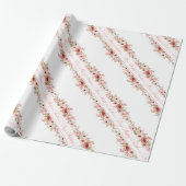 Elegant Roze Aquarel Bloem Inpakpapier (Uitgerold)