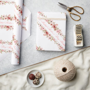 Elegant Roze Aquarel Bloem Inpakpapier