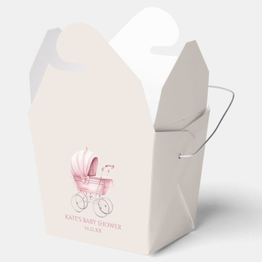 Elegant Roze  Baby Carriage Baby shower Bedankdoosjes (Geopend)