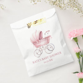 Elegant Roze  Baby Carriage Baby shower Bedankzakje
