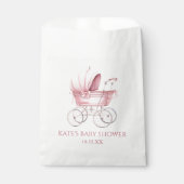 Elegant Roze Baby Carriage Baby shower Bedankzakje (Voorkant)