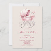 Elegant Roze  Baby Carriage Baby shower Kaart (Voorkant)