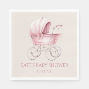 Elegant Roze Baby Carriage Baby shower Servet