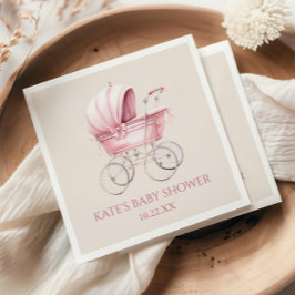 Elegant Roze  Baby Carriage Baby shower Servet