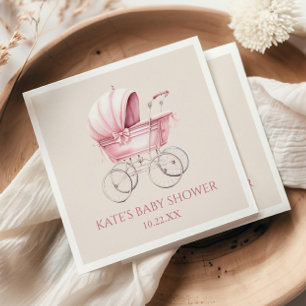 Elegant Roze  Baby Carriage Baby shower Servet