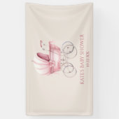 Elegant Roze  Baby Carriage Baby shower Spandoek (Verticaal)